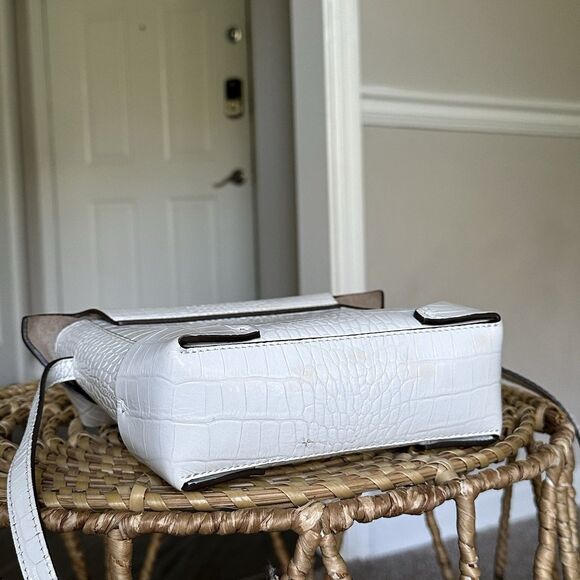 Manu Atelier White Croc Embossed Leather Bag Crossbody Or Shoulder Crocodile - Picture 4 of 16